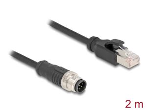DELOCK M12 Kabel A-kodiert 8 Pin St. zu RJ45 St. PVC 2 m
