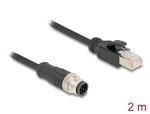 DELOCK M12 Kabel A-kodiert 8 Pin St. zu RJ45 St. PVC 2 m