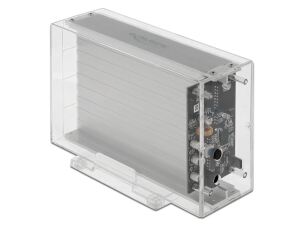 DeLOCK Externes Dual Gehäuse für 2 x 3.5″ SATA HDD mit USB Type-C Buchse transparent - werkzeugfrei