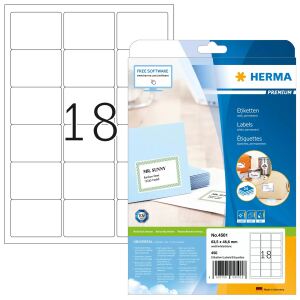 HERMA Adressetiketten Premium A4 63.5x46.6 mm weiß Papier matt 450 St.