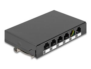 DeLOCK Leergehäuse 6 Port für Keystone RJ-Module schwarz - zur Montage an Tisch, Wand oder Hutschiene