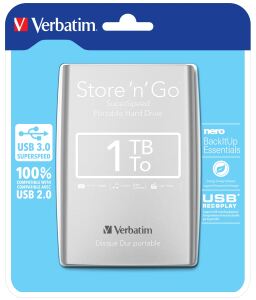 Verbatim Portables Festplattenlaufwerk Store n Go USB 3.0, 1 TB, Silber