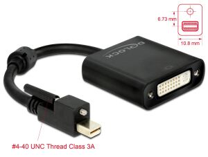DeLOCK Adapter mini DisplayPort 1.2 Stecker mit Schraube > DVI Buchse 4K Aktiv schwarz