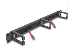 DELOCK 19" Kabelmanagement Bürstenleiste 3 Bügel 1 HE schw.