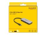 DeLOCK USB 10 Gbps USB Type-C Hub mit 4 x USB Type-C Buchse und PD 85 Watt