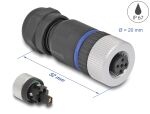 DeLOCK M12 Steckverbinder A-kodiert 5 Pin Buchse zur Montage mit Schraubanschluss