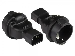 Alcasa PA-1402S Netzstecker-Adapter C14 Typ F Schwarz