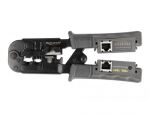 DeLOCK Crimpzange mit Abisolierer und Netzwerktester für 8P (RJ45), 6P (RJ12/11) oder 4P (RJ10) Stecker