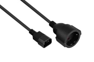 Kabelmeister SK1402-S010 Stromkabel Schwarz 1 m C14-Koppler Netzstecker Typ F