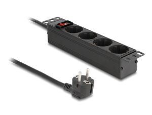 DELOCK 10" Steckdosenleiste 4-fach mit Schutzkontakt 1 HE