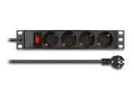 DELOCK 10" Steckdosenleiste 4-fach mit Schutzkontakt 1 HE