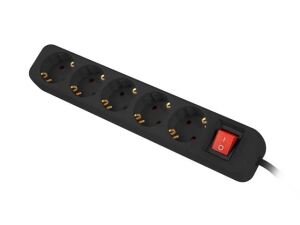 Lanberg PS1-05F-0300-BK Verlängerungskabel 3 m 5 AC-Ausgänge Drinnen Schwarz