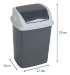 MAUL 9520587 Mülleimer 5 l Rechteckig Kunststoff, Polypropylen (PP) Dunkles Grau, Weiß