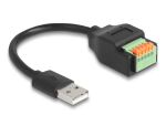DeLOCK USB 2.0 Kabel Typ-A Stecker zu Terminalblock Adapter mit Drucktaster 15 cm