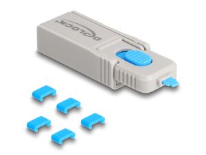 DeLOCK USB Type-C Port Blocker Set für USB Type-C Buchsen 5 Stück + Verschlusswerkzeug